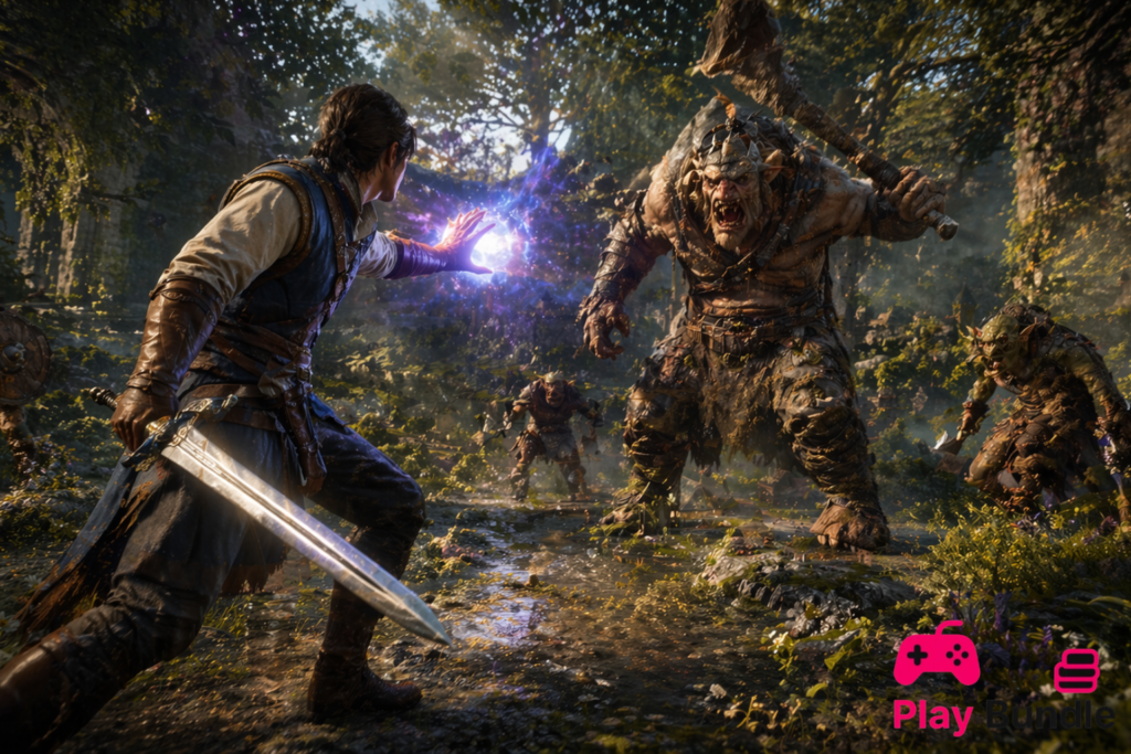 Fable 2026 gameplay combat magic forest scene