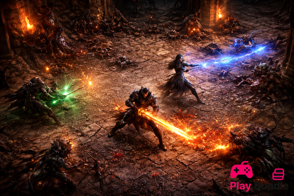 Path of Exile gameplay HD screenshot intense combat skills magic effects action RPG PC game